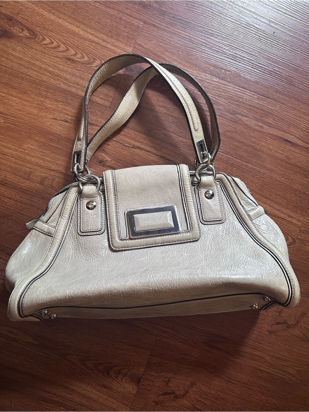 Y2K Banana Republic Leather Shoulder Bag with Silver Hardware